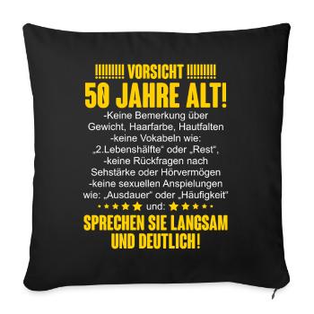 50. Geburtstag - Sofakissenbezug 45 x 45 cm - Schwarz - Vorne