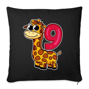 9 anniversaire Girafe - 9 ans - Housse de coussin décorative 45 x 45 cm - noir - Devant