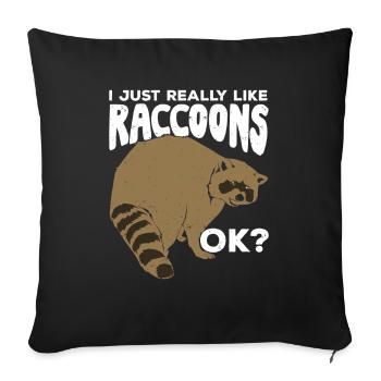 Raccoon animal keeper gift - Sofa pillowcase 17,3'' x 17,3'' (45 x 45 cm) - black - Front