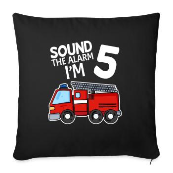 5. Children's birthday - 5 years old - fire brigade - Sofa pillowcase 17,3'' x 17,3'' (45 x 45 cm) - black - Front