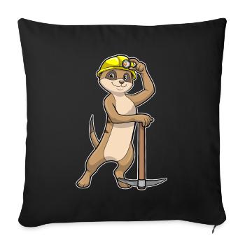 Erdmännchen Bergarbeiter Spitzhacke Bergbau - Sofakissenbezug 45 x 45 cm - Schwarz - Vorne