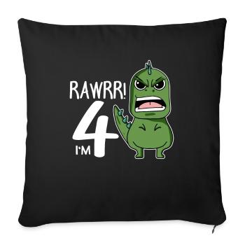 4th birthday - 4 years old - I'm 4 - Sofa pillowcase 17,3'' x 17,3'' (45 x 45 cm) - black - Front