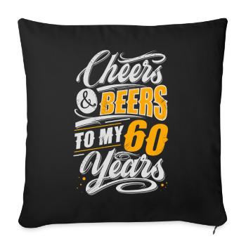 60th birthday beer lover - Sofa pillowcase 17,3'' x 17,3'' (45 x 45 cm) - black - Front