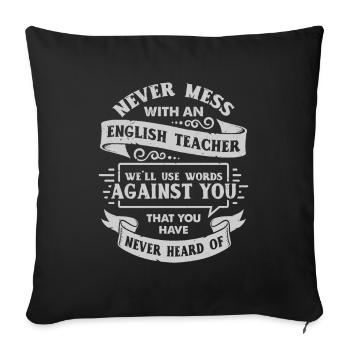 Anglais professeur de profession travail professeur d’anglais cadeau - Housse de coussin décorative 45 x 45 cm - noir - Devant
