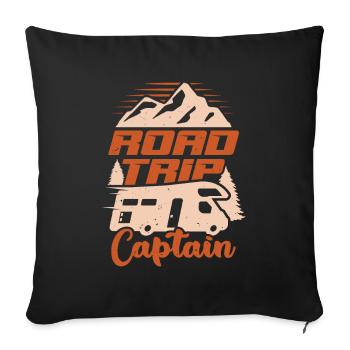 Camping-car Roadtrip Camper cadeau - Housse de coussin décorative 45 x 45 cm - noir - Devant