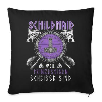 Schildmaid Prinzessinen Wikinger Schild Norse Wolf - Sofakissenbezug 45 x 45 cm - Schwarz - Vorne