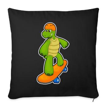 Tortue Skater Skateboard - Housse de coussin décorative 45 x 45 cm - noir - Devant