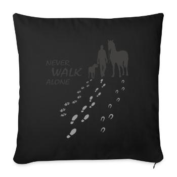 Never walk alone - Hund Pferd Reiter gemeinsam - Sofakissenbezug 45 x 45 cm - Schwarz - Vorne