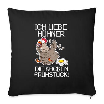 Landwirt Landwirte Huhn Hühner Spruch - Sofakissenbezug 45 x 45 cm - Schwarz - Vorne