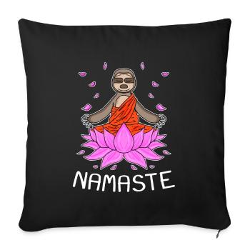 Yoga Namaste Sloth - Sofa pillowcase 17,3'' x 17,3'' (45 x 45 cm) - black - Front