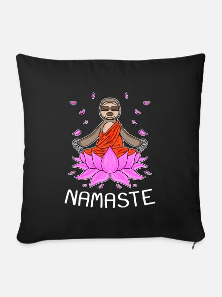 Yoga Namaste Faultier - Sofakissenbezug 45 x 45 cm - Schwarz