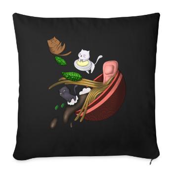 Whimsical Cat Noodle - Sofa pillowcase 17,3'' x 17,3'' (45 x 45 cm) - black - Front
