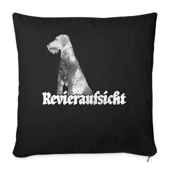 Revieraufsicht für Jäger + Jagd Deutsch Drahthaar - Sofakissenbezug 45 x 45 cm - Schwarz - Vorne