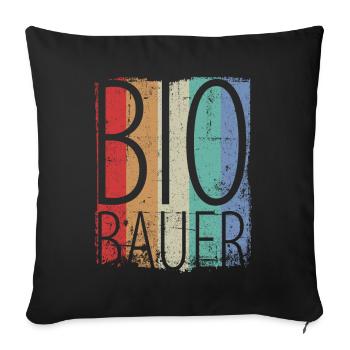 Bio Biobauer Grün Landwirt Bauer Landwirtschaft - Sofakissenbezug 45 x 45 cm - Schwarz - Vorne