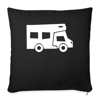 Caravane Camping Camping Camper - Housse de coussin décorative 45 x 45 cm - noir - Devant