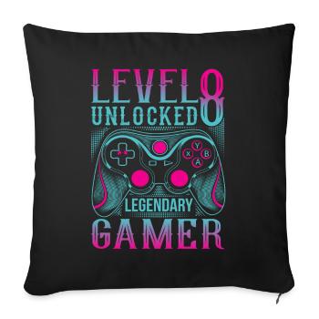 8th Birthday Level 8 Gamer Gaming Gaming - Sofa pillowcase 17,3'' x 17,3'' (45 x 45 cm) - black - Front
