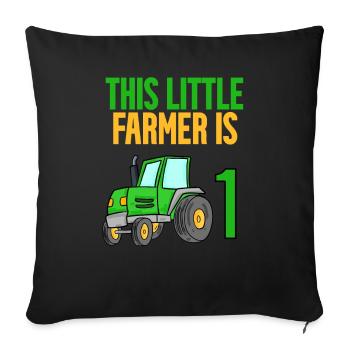 Tracteur 1 ans Garçon 1er anniversaire fils - Housse de coussin décorative 45 x 45 cm - noir - Devant