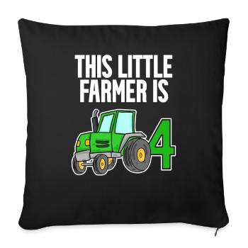 Tracteur 4 ans Garçon 4 anniversaire fils - Housse de coussin décorative 45 x 45 cm - noir - Devant