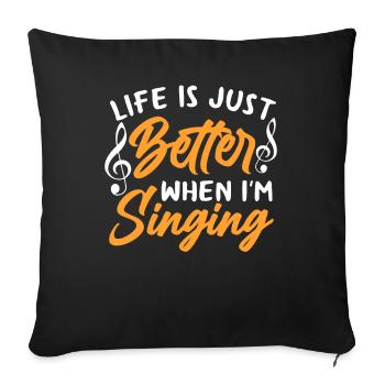 Chanteuse Notes Stolz Drôle De chant - Housse de coussin décorative 45 x 45 cm - noir - Devant