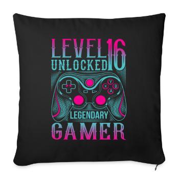 16ème anniversaire Niveau 16 Gamer Gamer Jeux de jeu - Housse de coussin décorative 45 x 45 cm - noir - Devant