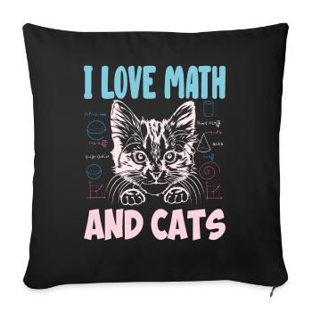 Math Kitty Cat J’adore Math et chats Professeur de mathématiques - Housse de coussin décorative 45 x 45 cm - noir - Devant