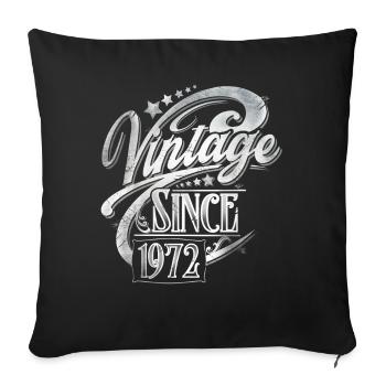 1972 millésime anniversaire année de construction vintage - Housse de coussin décorative 45 x 45 cm - noir - Devant