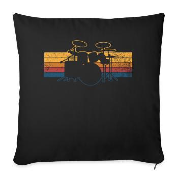 Schlagzeug Schlagzeuger - Sofakissenbezug 45 x 45 cm - Schwarz - Vorne