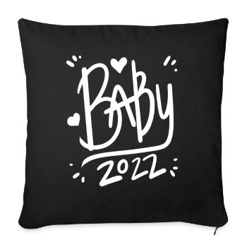 Baby 2022 - Neugeborenes 2022 Baby Geschenk - Sofakissenbezug 45 x 45 cm - Schwarz - Vorne