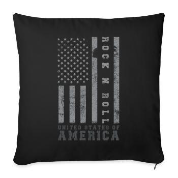 Rock N Roll United States Amérique Drapeau USA - Housse de coussin décorative 45 x 45 cm - noir - Devant