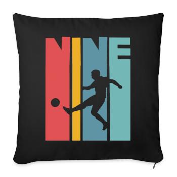 Football 9 years children's birthday party - Sofa pillowcase 17,3'' x 17,3'' (45 x 45 cm) - black - Front