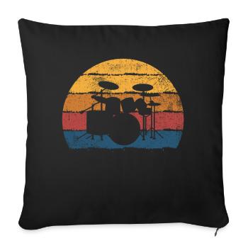 Schlagzeug Schlagzeuger - Sofakissenbezug 45 x 45 cm - Schwarz - Vorne