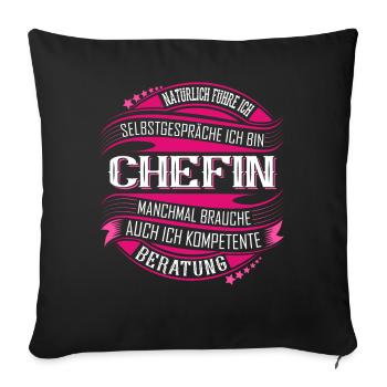 Chefin - Sofakissenbezug 45 x 45 cm - Schwarz - Vorne