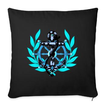 Steuerrad Anker maritim Seefahrer Ahoi Schiff - Sofakissenbezug 45 x 45 cm - Schwarz - Vorne
