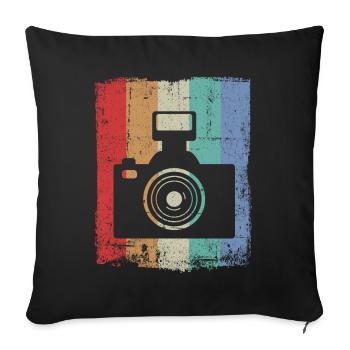 Photographie photographique Photographe photographe photographe - Housse de coussin décorative 45 x 45 cm - noir - Devant