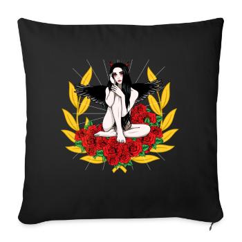 Teuflisch Teufelin Teufelsweib Satansbraten Teufel - Sofakissenbezug 45 x 45 cm - Schwarz - Vorne