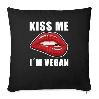 Vegan - Kiss me I’m Vegan T-Shirt - Housse de coussin décorative 45 x 45 cm - noir - Devant