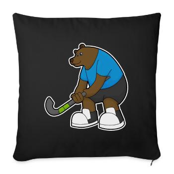 Hockey sur gazon Bear Stick - Housse de coussin décorative 45 x 45 cm - noir - Devant