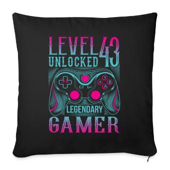 43rd Birthday Level 43 Gamer Gaming Gaming - Sofa pillowcase 17,3'' x 17,3'' (45 x 45 cm) - black - Front