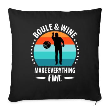 Pétanque Pétanque Pétanque Pétanque Pétanque - Housse de coussin décorative 45 x 45 cm - noir - Devant
