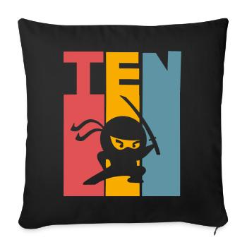 Ninja 10. Geburtstag Kinder - Sofakissenbezug 45 x 45 cm - Schwarz - Vorne