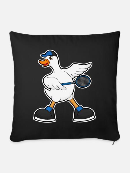 Ente Tennis Tennisschläger - Sofakissenbezug 45 x 45 cm - Schwarz