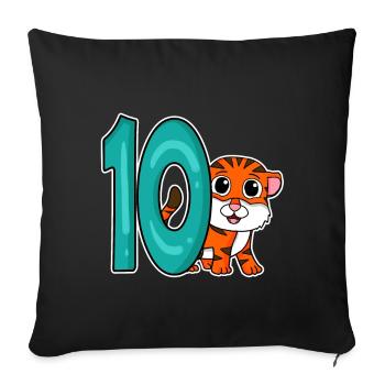 10 Jahre alt - 10. Geburtstag - Kindergeburtstag - Sofakissenbezug 45 x 45 cm - Schwarz - Vorne