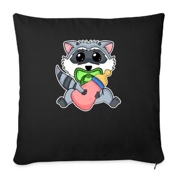 Baby Waschbär - Sofakissenbezug 45 x 45 cm - Schwarz - Vorne