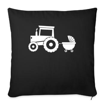 Tractor with baby cart - Sofa pillowcase 17,3'' x 17,3'' (45 x 45 cm) - black - Front