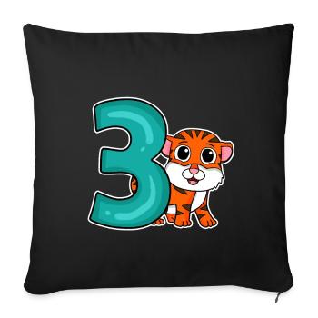 3 Jahre alt - 3. Geburtstag - Kindergeburtstag - Sofakissenbezug 45 x 45 cm - Schwarz - Vorne