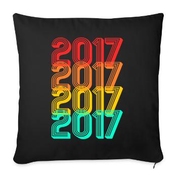 Né en 2017 Né 2017 Don Naissance 2017 - Housse de coussin décorative 45 x 45 cm - noir - Devant