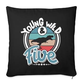 5 years children's birthday Dino Dinosaur - Sofa pillowcase 17,3'' x 17,3'' (45 x 45 cm) - black - Front
