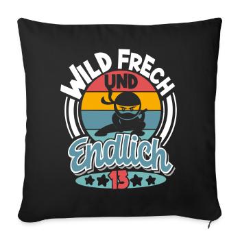 Ninja 13. Geburtstag Kinder 13 Jahre - Sofakissenbezug 45 x 45 cm - Schwarz - Vorne