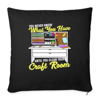 Fun Craft Room Artisanat Hobbyist Cadeau - Housse de coussin décorative 45 x 45 cm - noir - Devant