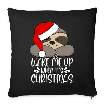 Wake me up when it's Christmas sloth - Sofa pillowcase 17,3'' x 17,3'' (45 x 45 cm) - black - Front